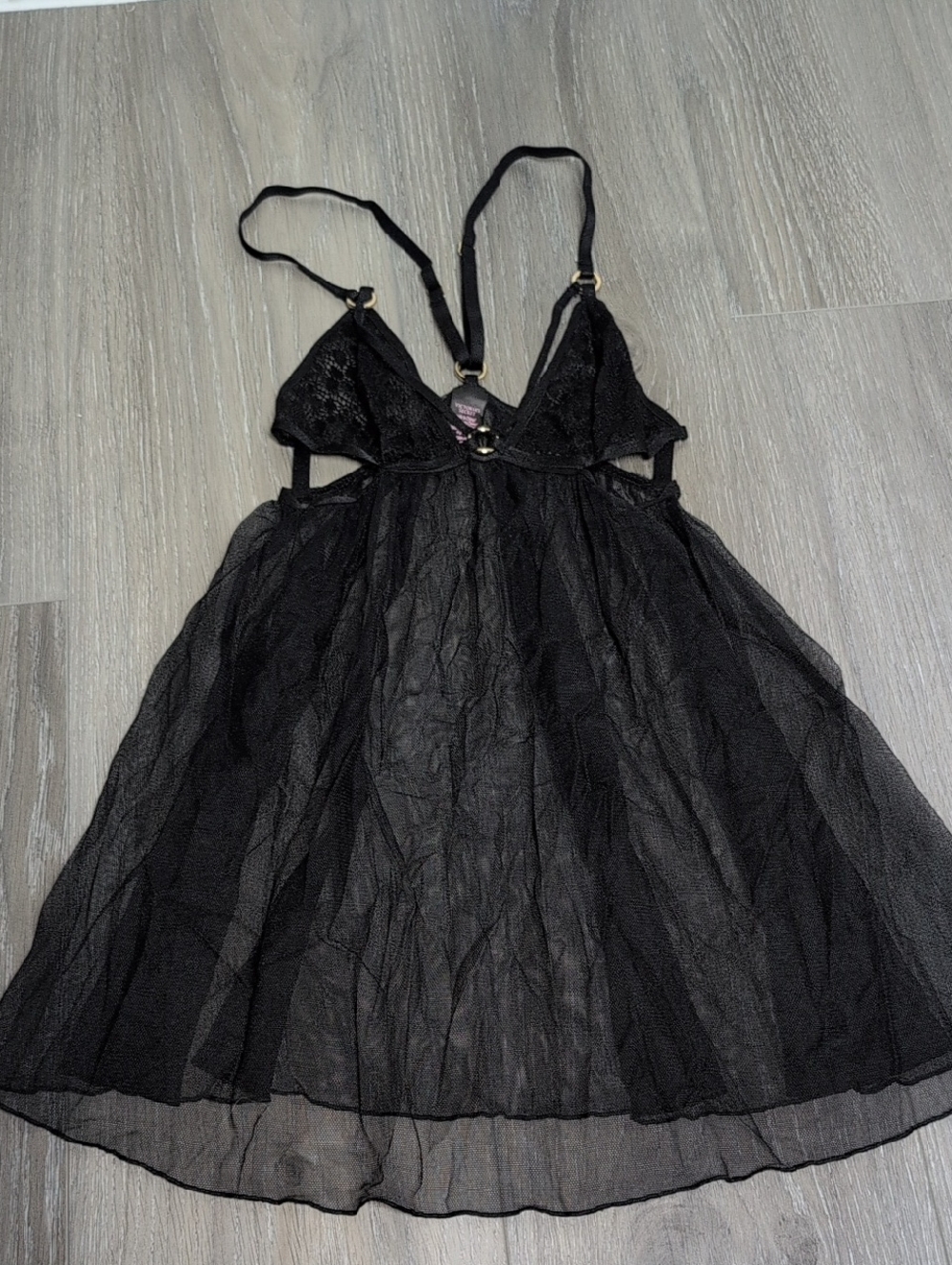 Victoria's Secret Black Lace & Mesh Chemise